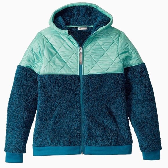 Spyder Girls Park Hoodie Jacket Quilted & Fleece Aqua & Teal, Size M Girls Youth - Picture 1 of 13